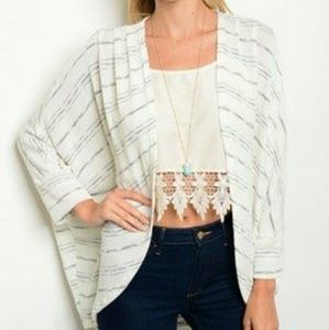IVORY GRAY STRIPES CARDIGAN